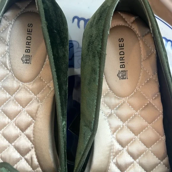 Birdies Starling Green Velvet Flats Size 8 Excellent Condition - Picture 5 of 7
